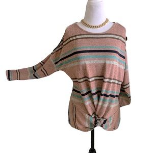 BKE striped Cold shoulder sweater